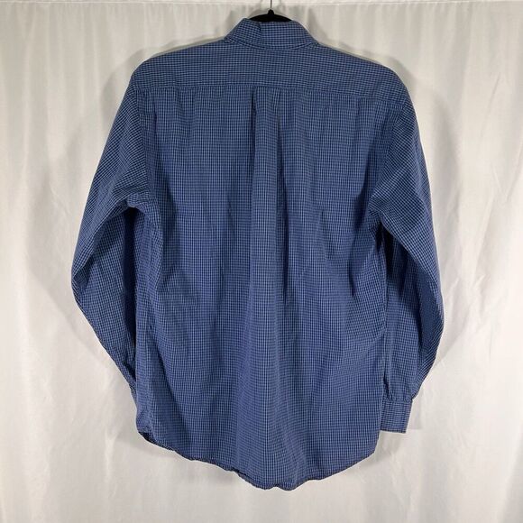 Brooks Brothers Dress Shirt Men's Medium Blue Plaid Button Up Long Sleeve Cotton - Picture 3 of 5